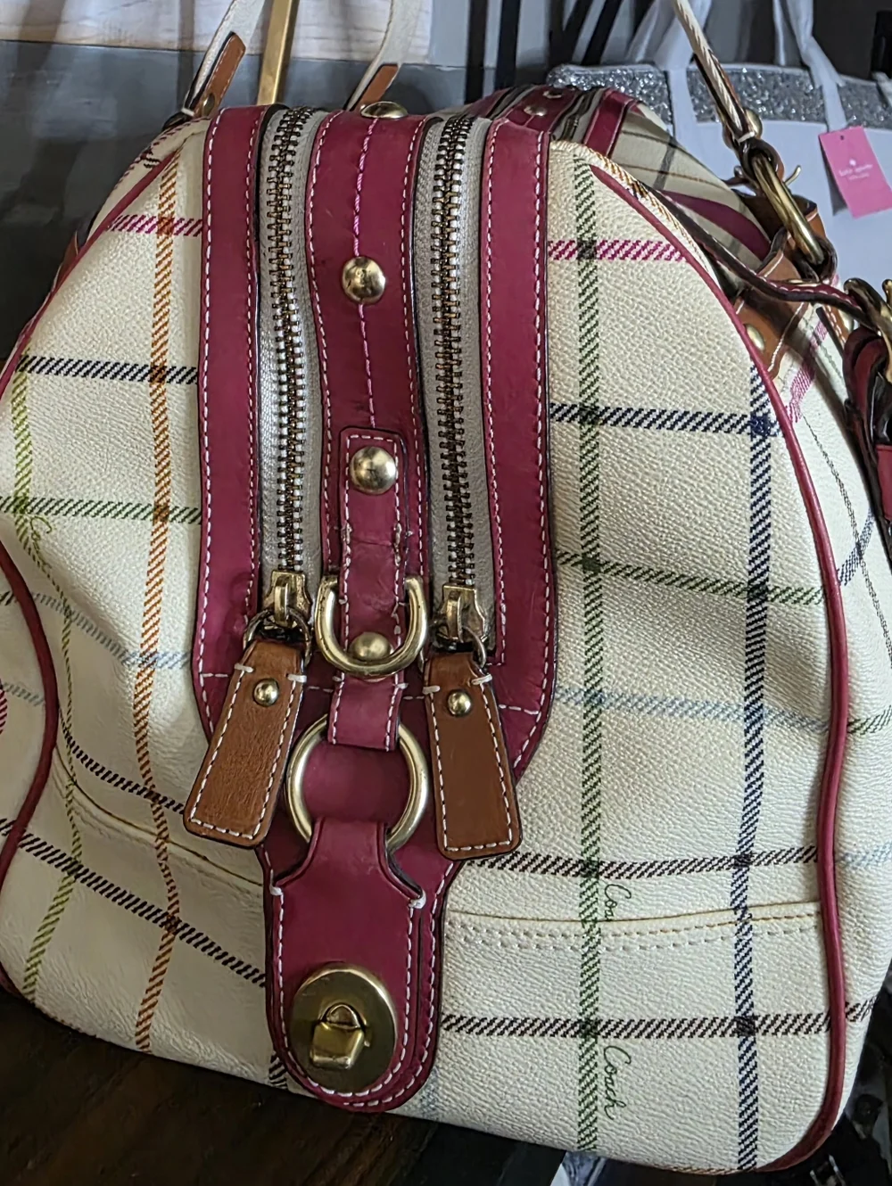 Coach Heritage Tattersall XL Duffle Travel Tote Bag Very RARE - Picture 6 of 17